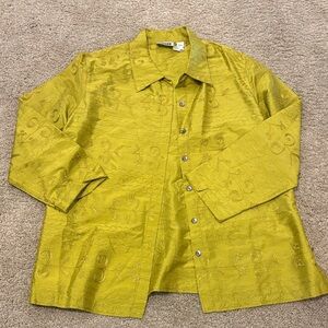 Chico's Olive Green Textured Button Down Shirt
